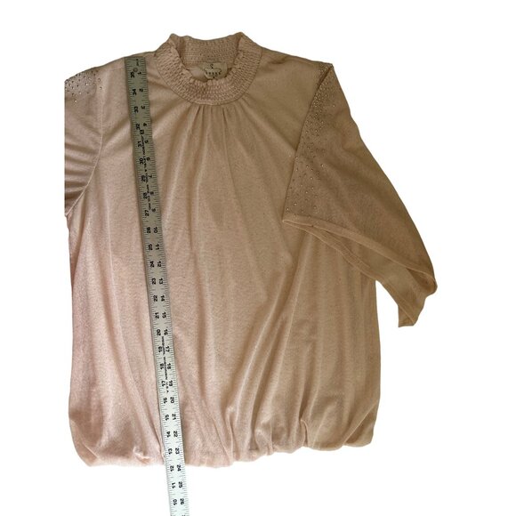 Vintage-Inspired Ember Gold Sparkle Studded Champagne High Neck Blouse M - Picture 10 of 11